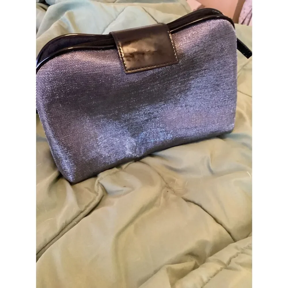NWT Lancome Metallic Silver Cosmetic Bag